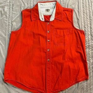 Rods Red button-up western sleeveless‎ shirt SZ XL